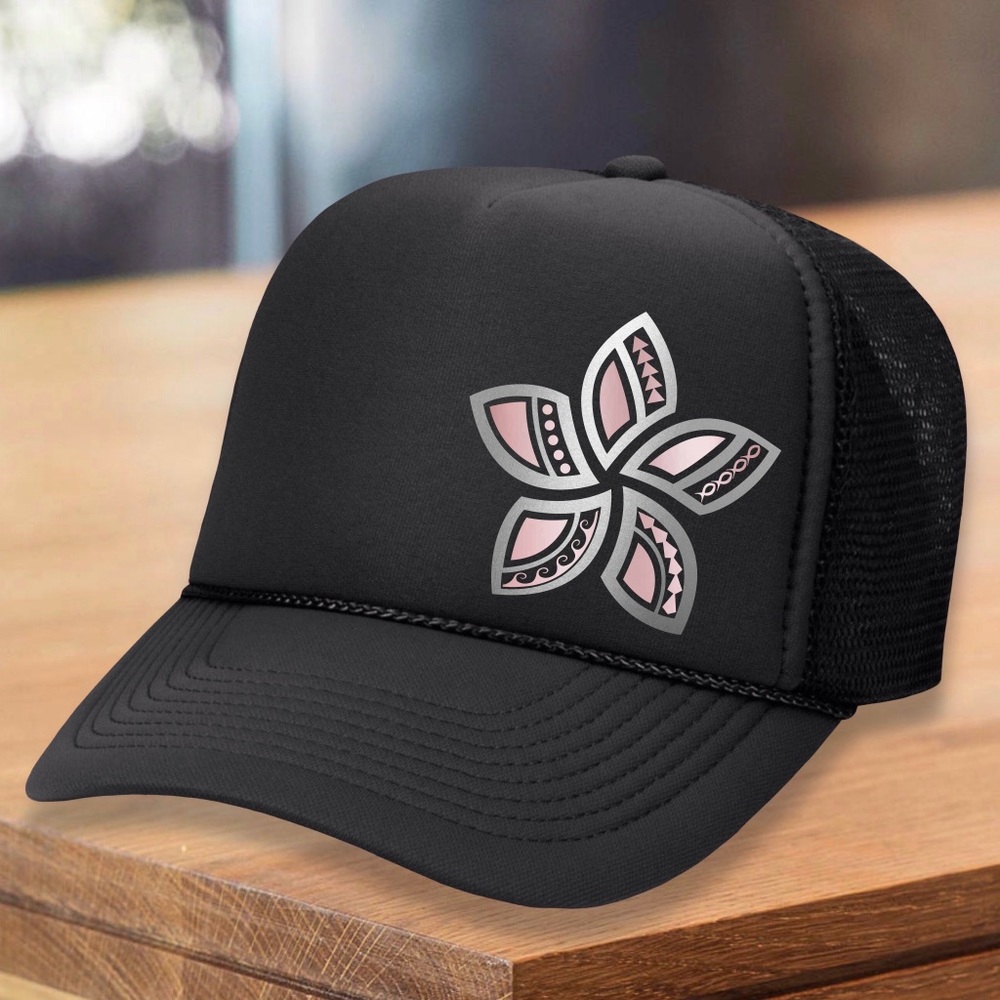 Hawaiian Tribal Plumeria Trucker Hat